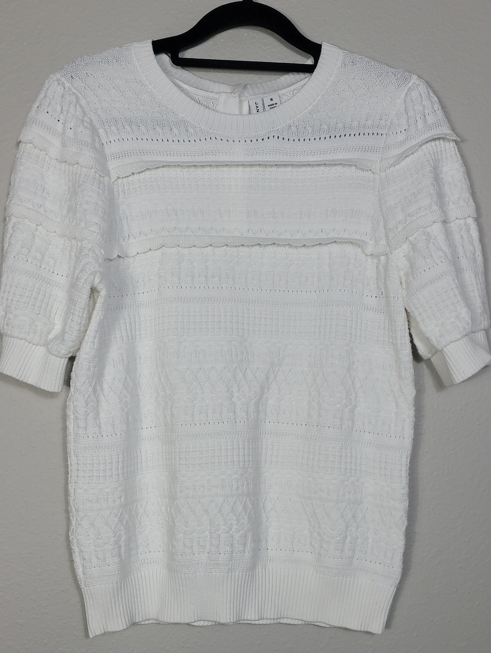 Janie and Jack Puff Sleeve Sweater Top Size 16 White